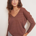 Pull chocolat  rayures marron