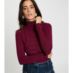 Pull col montant en viscose prune