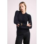 Pull col polo boutons maxine en cachemire noir Pull col polo boutons maxine en cachemire noir