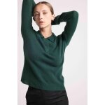Pull col polo boutons maxine en cachemire vert bouteille
