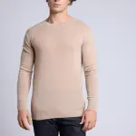 Pull col rond beige creme en cachemire
