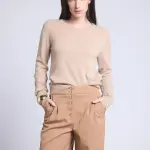 Pull col rond beige creme en cachemire