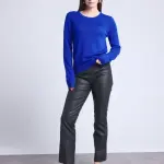 Pull col rond bleu roi en cachemire