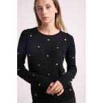 Pull col rond c?urs dores clementine en cachemire noir et dore