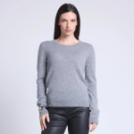 Pull col rond en cachemire gris