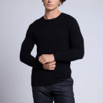 Pull col rond en cachemire noir