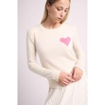 Pull col rond love heritage zaphira en cachemire blanc et c?ur rose