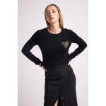 Pull col rond love heritage zaphira en cachemire noir et c?ur dore