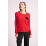 Pull col rond love heritage zaphira en cachemire rouge et c?ur noir