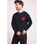 Pull col rond love heritage homme zemir en cachemire noir c?ur rouge