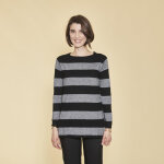 Pull col rond manches longues rayures avec lurex femme - ray noir en viscose