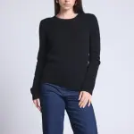 Pull col rond noir en cachemire