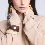 Pull col rond oversize beige en cachemire