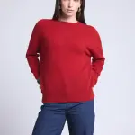 Pull col rond oversize rouge en cachemire