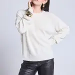 Pull col rond torsad ecru  motifs c?urs en relief en laine blanc