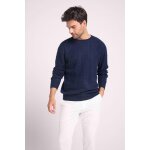 Pull col rond torsades homme pierre en cachemire bleu marine Pull col rond torsades homme pierre en cachemire bleu marine