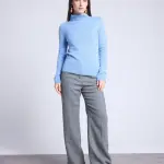 Pull col roul bleu ciel en cachemire