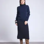 Pull col roul bleu marine en cachemire