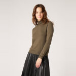 Pull col roul boutonn vert en viscose