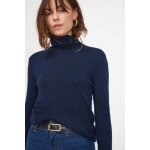 Pull col roule femme zoe en cachemire bleu marine