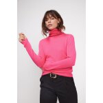 Pull col roule femme zoe en cachemire rose fluo