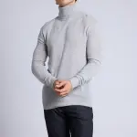 Pull col roul gris clair en cachemire