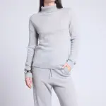 Pull col roul gris clair en cachemire