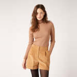 Pull col roule maille fantaisie beige en viscose Pull col roule maille fantaisie beige en viscose