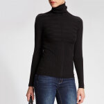 Pull col roulé à manches longues côtes fantaisie femme morgan - noir Pull col roulé à manches longues côtes fantaisie femme morgan - noir