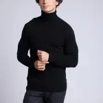 Pull col roul noir en cachemire