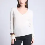 Pull col v blanc en cachemire