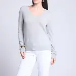 Pull col v gris clair en cachemire