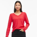 Pull col v en maille hibiscus