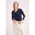Pull col v manches bandes arc en ciel java en cachemire bleu marine Pull col v manches bandes arc en ciel java en cachemire bleu marine
