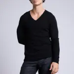 Pull col v noir en cachemire