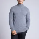 Pull col zipp montant gris fonc en cachemire