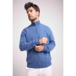 Pull col zippe montant homme zalman en cachemire bleu jean Pull col zippe montant homme zalman en cachemire bleu jean