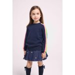 Pull enfant col rond bandes multicolores luz en cachemire bleu marine
