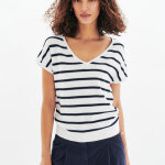 Pull femme bleu en coton Pull femme bleu en coton