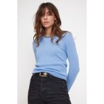 Pull femme col rond zara en cachemire bleu ciel