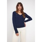 Pull femme col v zefina en cachemire bleu marine