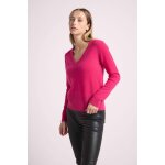 Pull femme col v zefina en cachemire fuchsia