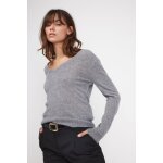 Pull femme col v zefina en cachemire gris fonce