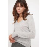 Pull femme col v zefina en cachemire gris perle