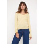 Pull femme col v zefina en cachemire jaune