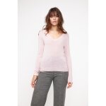 Pull femme col v zefina en cachemire rose perle