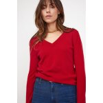 Pull femme col v zefina en cachemire rouge