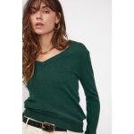 Pull femme col v zefina en cachemire vert sapin