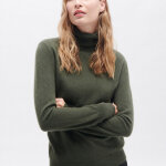 Pull femme fougère en cachemire vert Pull femme fougère en cachemire vert