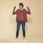 Pull fendu manches longues pi�ces ajour�es femme - rose p�le